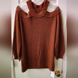 NWT - Chyrii Popular Off-the-Shoulder Brown Sweater - Size Small